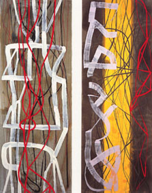 Maurice Cockrill, Studies for Spectral River, 2000. 115×42 cm.